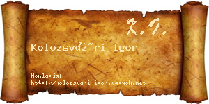 Kolozsvári Igor névjegykártya